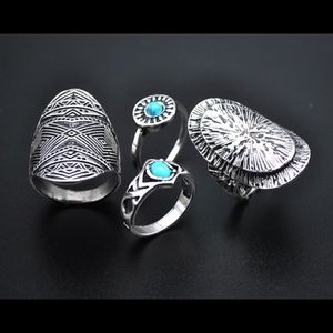 Bohemian silver plated fashion ring set